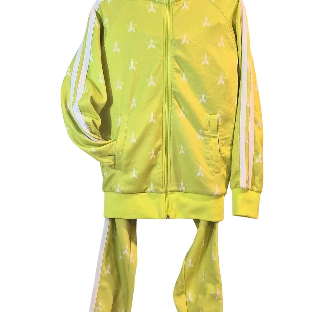 Jeffree Star Cosmetics Track Suit Neon Lime Green Star Logo Jacket Pants Set S
